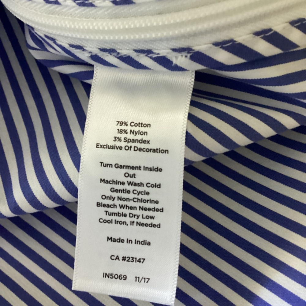 NWT Talbots Embroidered Rick Rack Trim Top Blouse Bell Sleeves XL Striped Brand - Picture 15 of 16